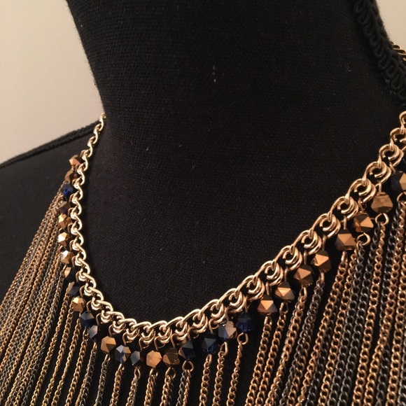 🔵PASSIANA NWOT AUTHENTIC GOLD-PLATED  BRASS FRINGE STATEMENT NECKLACE - Picture 10 of 17